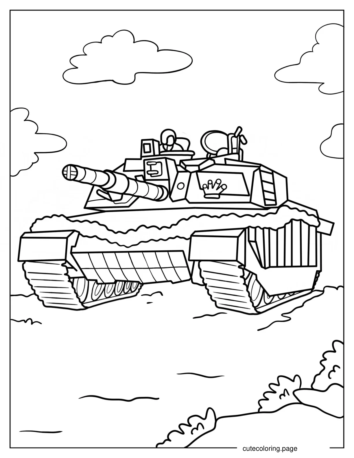 Coloring Sheet of Challenger 2 British Tank With Gunner coloring page