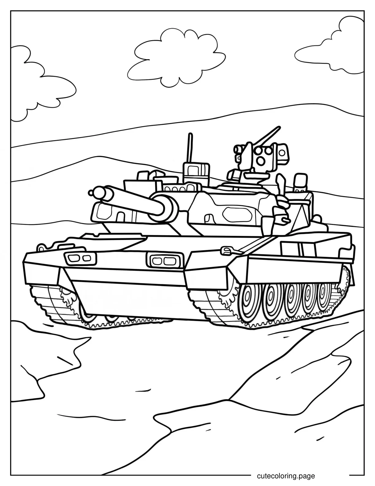 Detailed Coloring Page Of Leopard 2A7A1. German Tankpdf coloring page