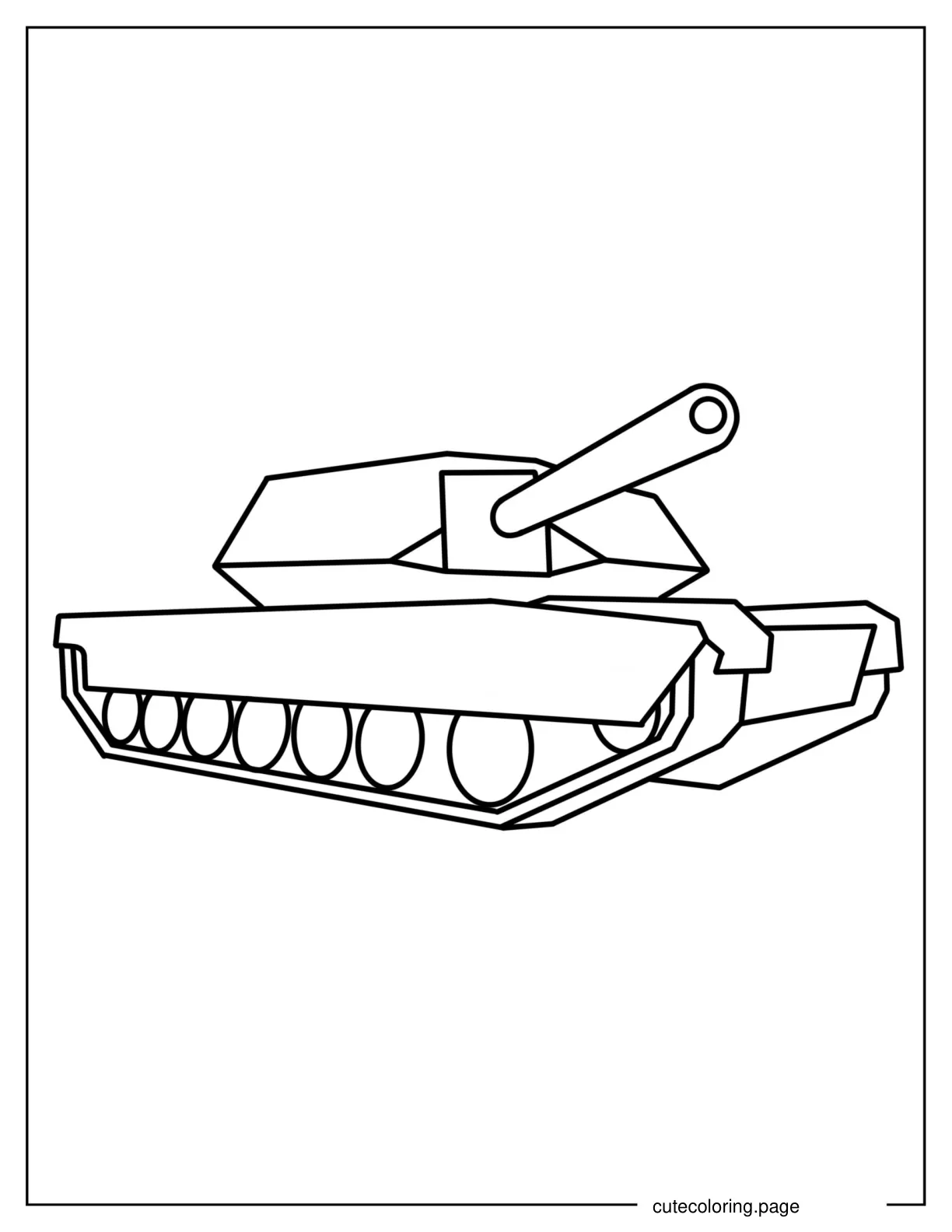 Easy Military Tank Outline for Preschoolers coloring page