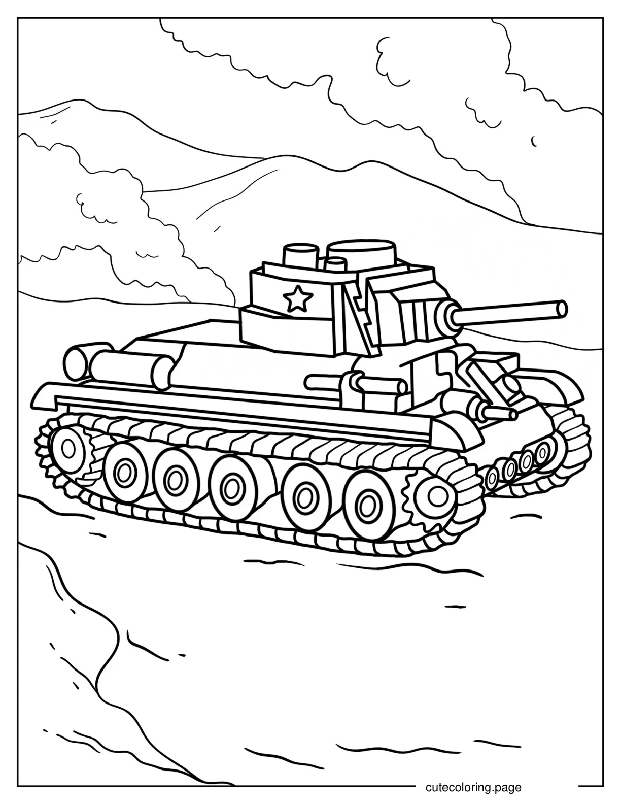 Easy T 34 76 Tank for Coloring In coloring page