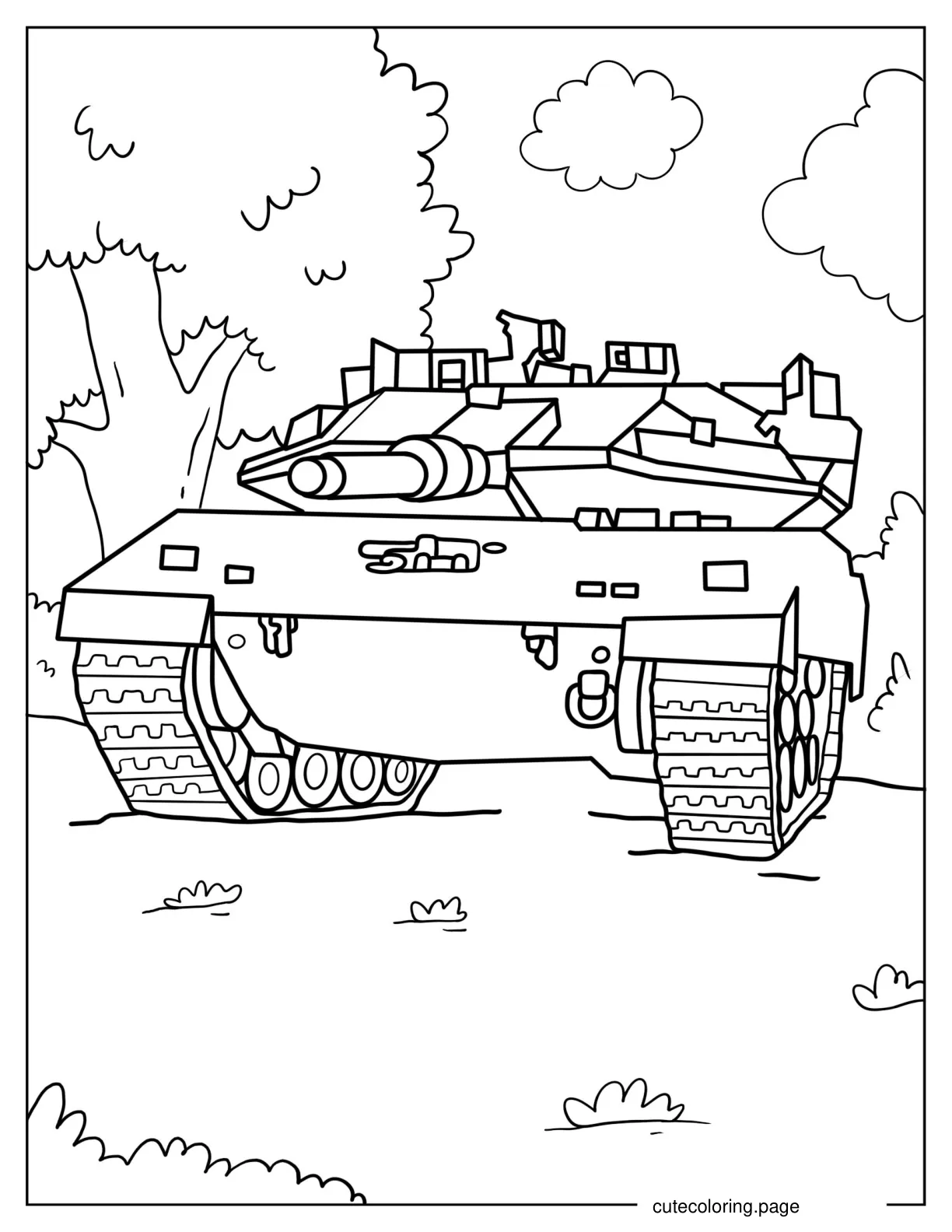 Front View Of Merkava 4 Tank coloring page