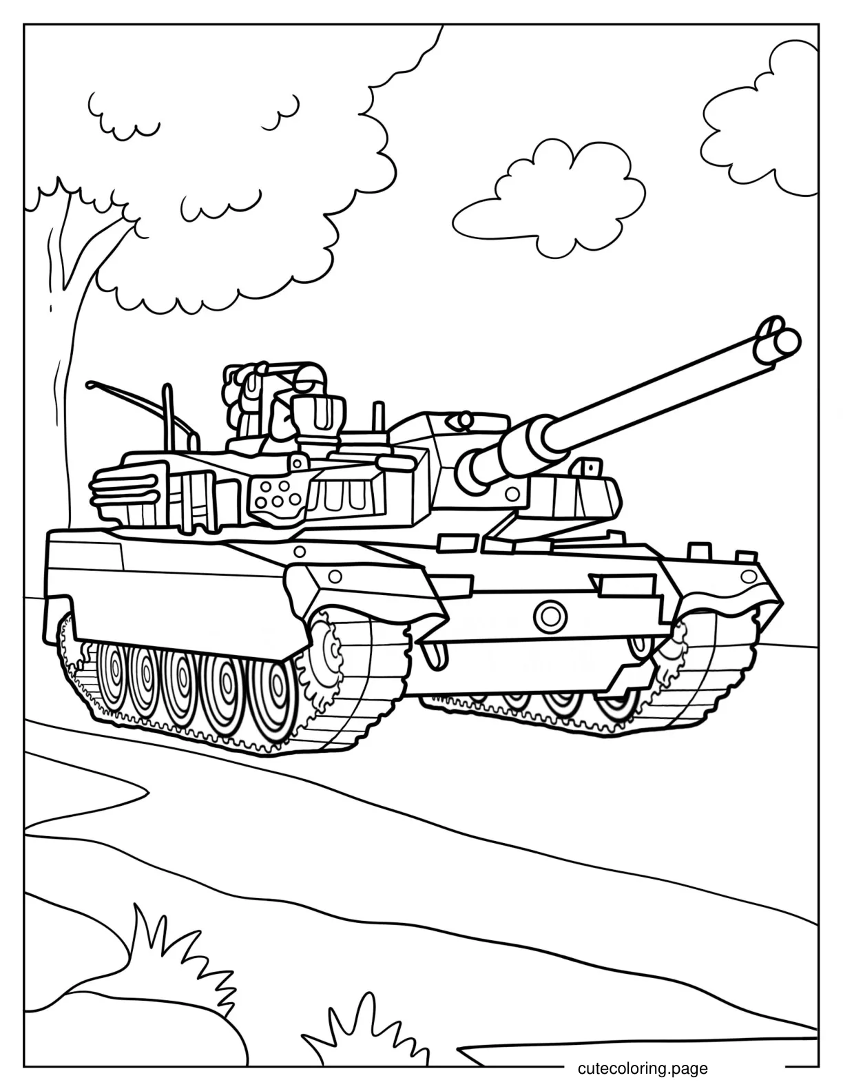 K2 Black Panther South Korean Tank With Gunner coloring page