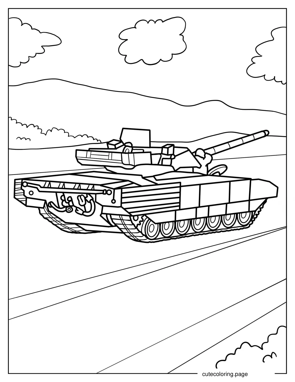 Outline of T 14 Armata Tank For Kids coloring page