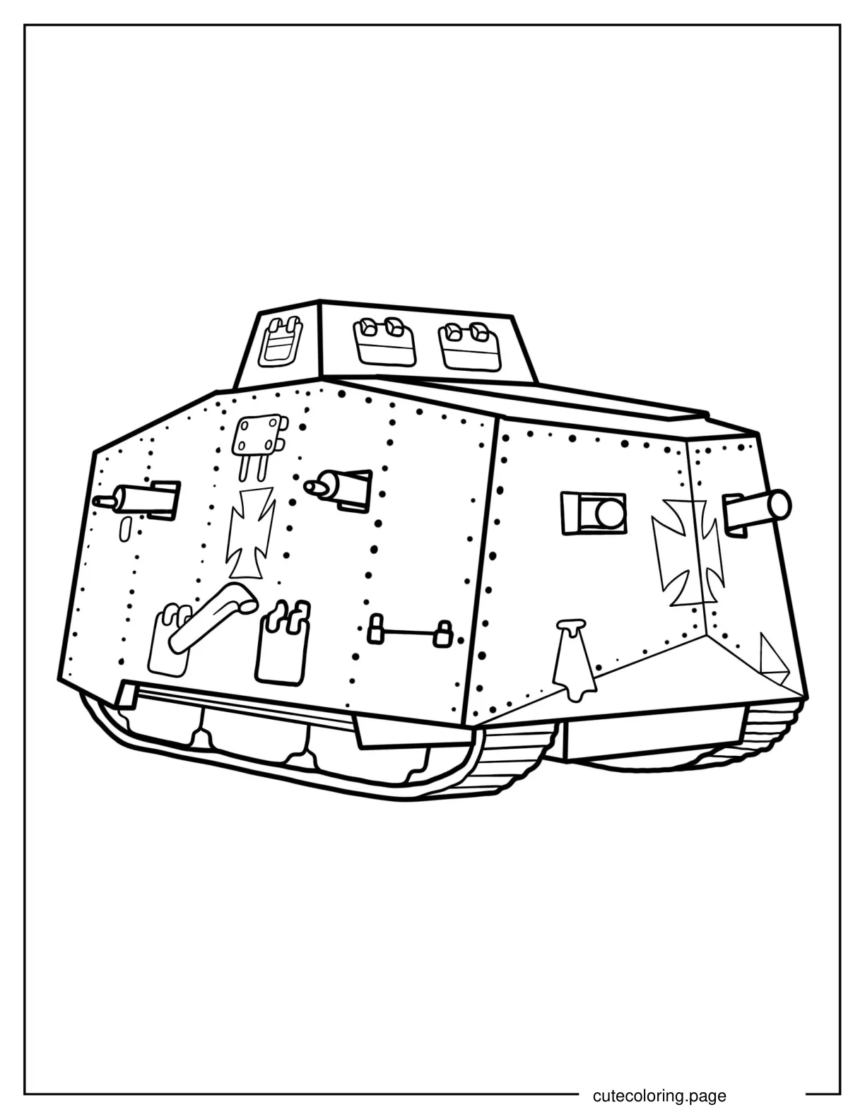 Simple Military Tank for Preschoolers to Color In coloring page