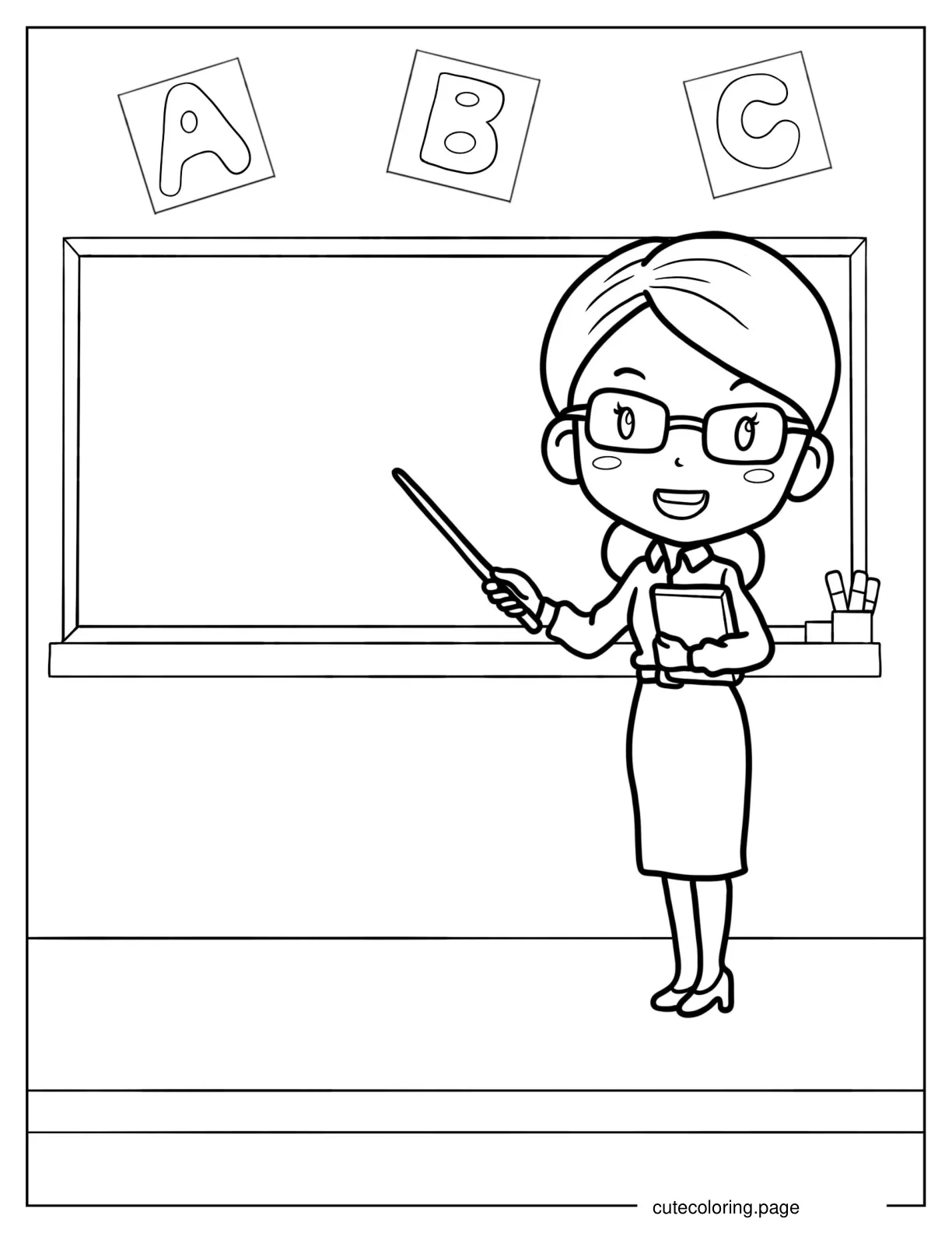 Coloring Page Of Teacher Instructing ABCs coloring page