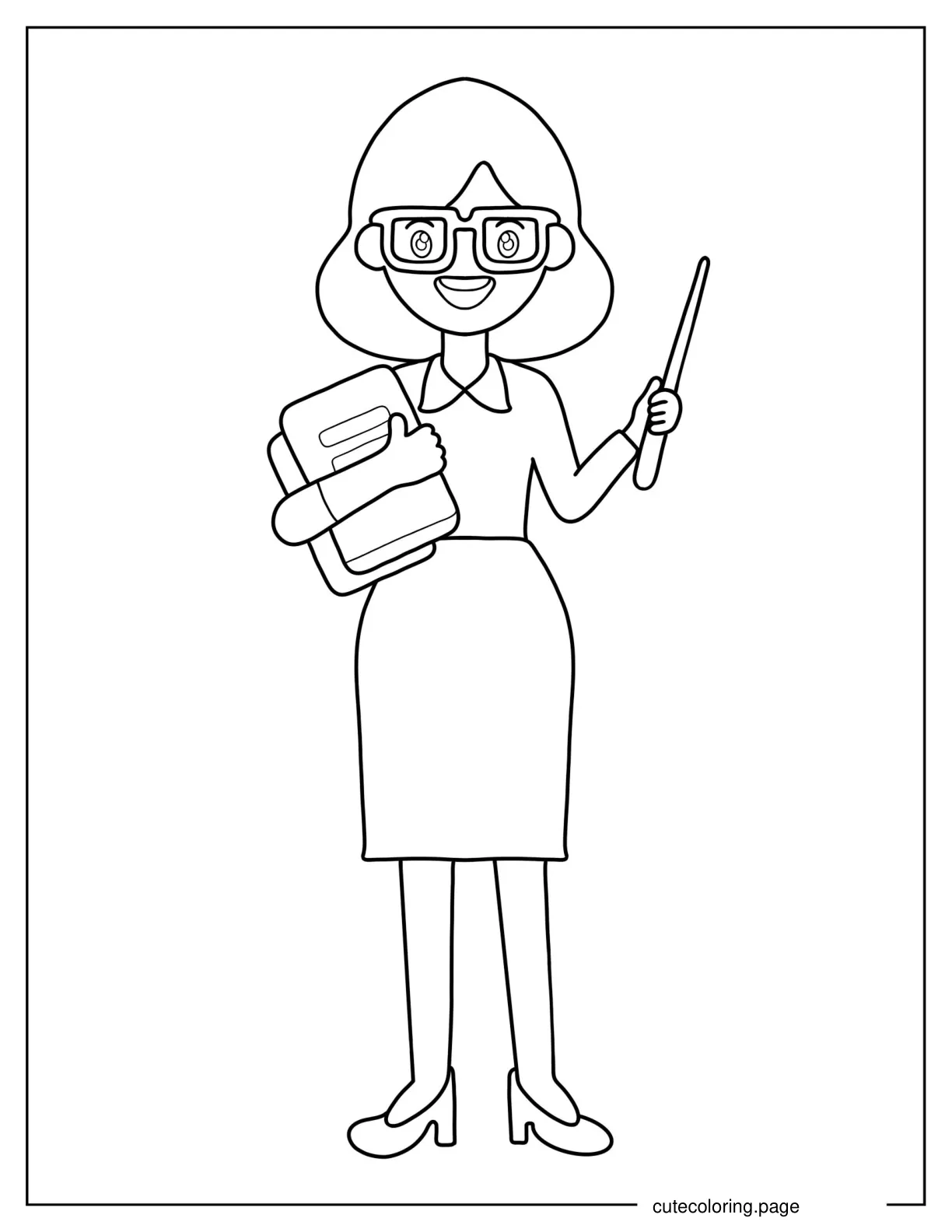 Easy Outline Of Teacher To Color coloring page