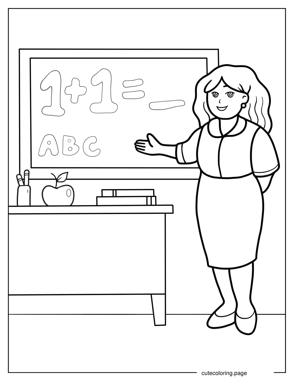 Female Teacher Instructing On White Board coloring page