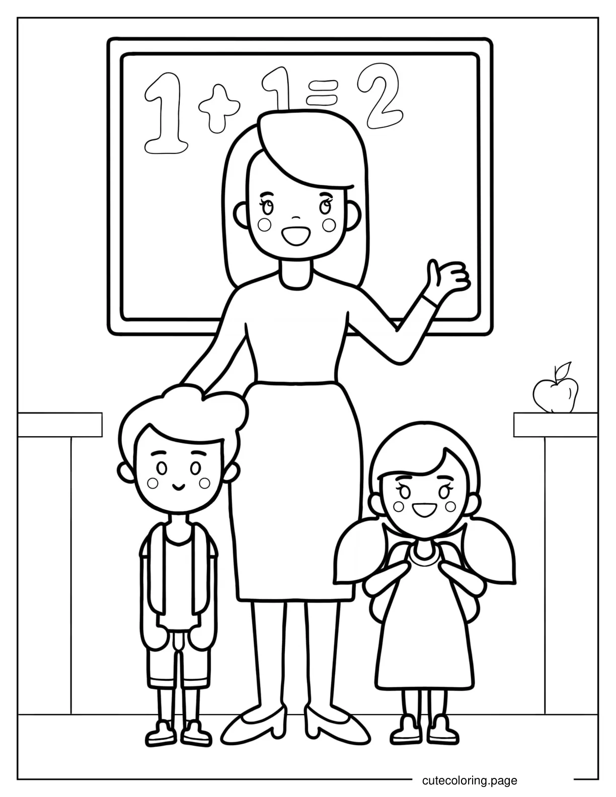 Simple Outline Of Teacher To Color coloring page