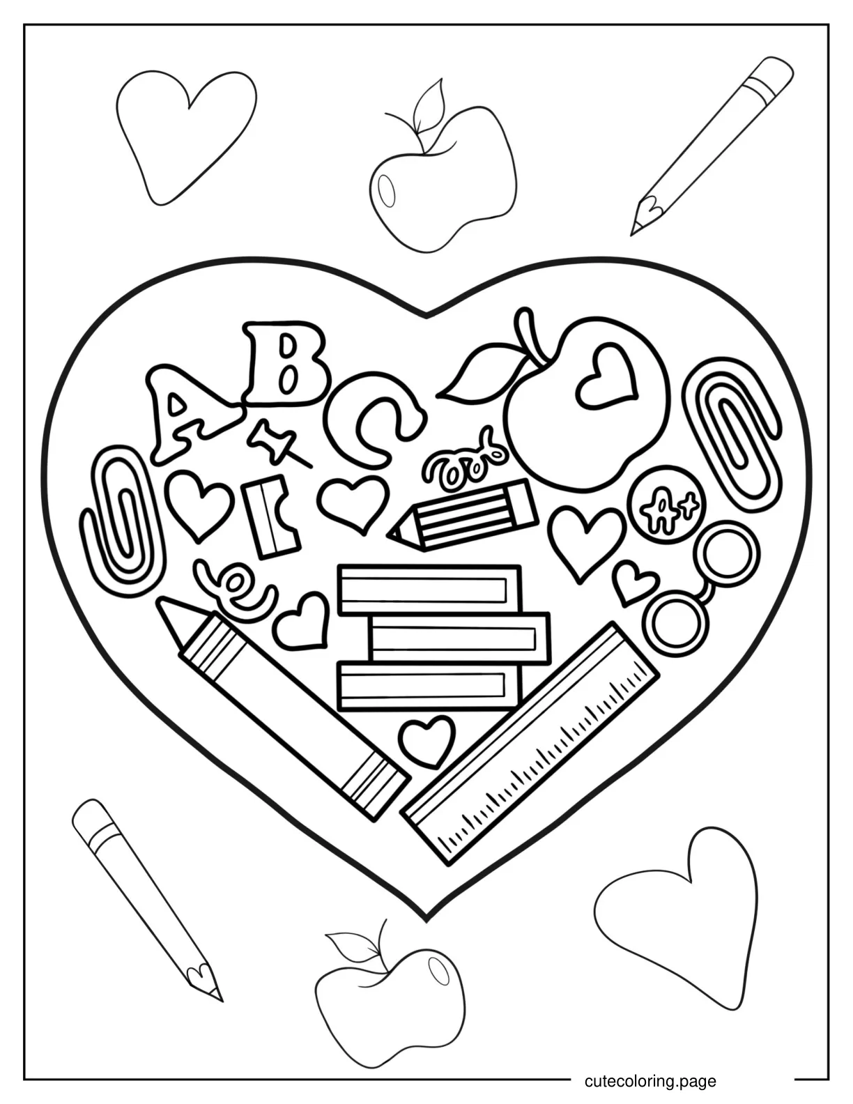 Teacher Love Heart To Color For Present coloring page