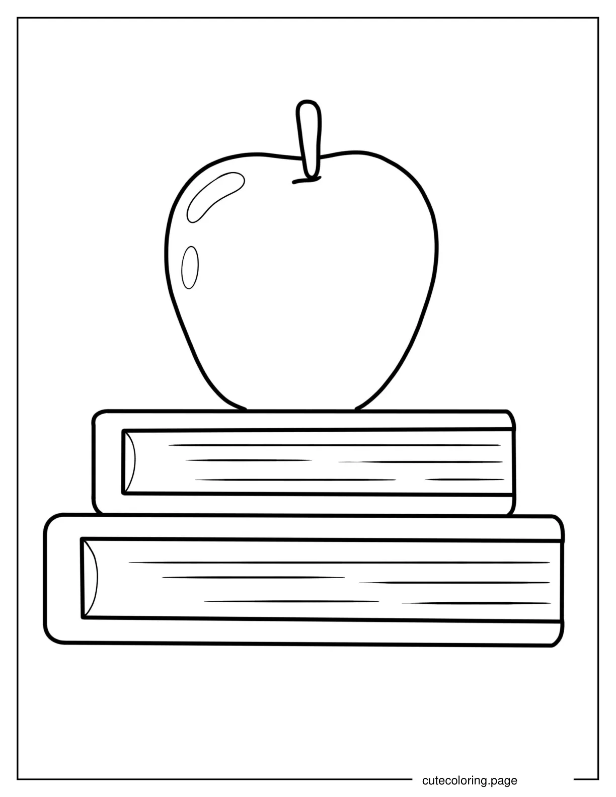 Teacher Text Books And Apple To Color coloring page