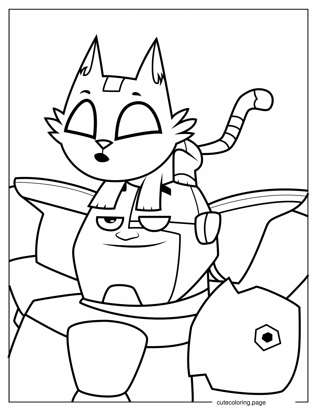 Beast Boy Cat Form On Cyborg_s Head coloring page