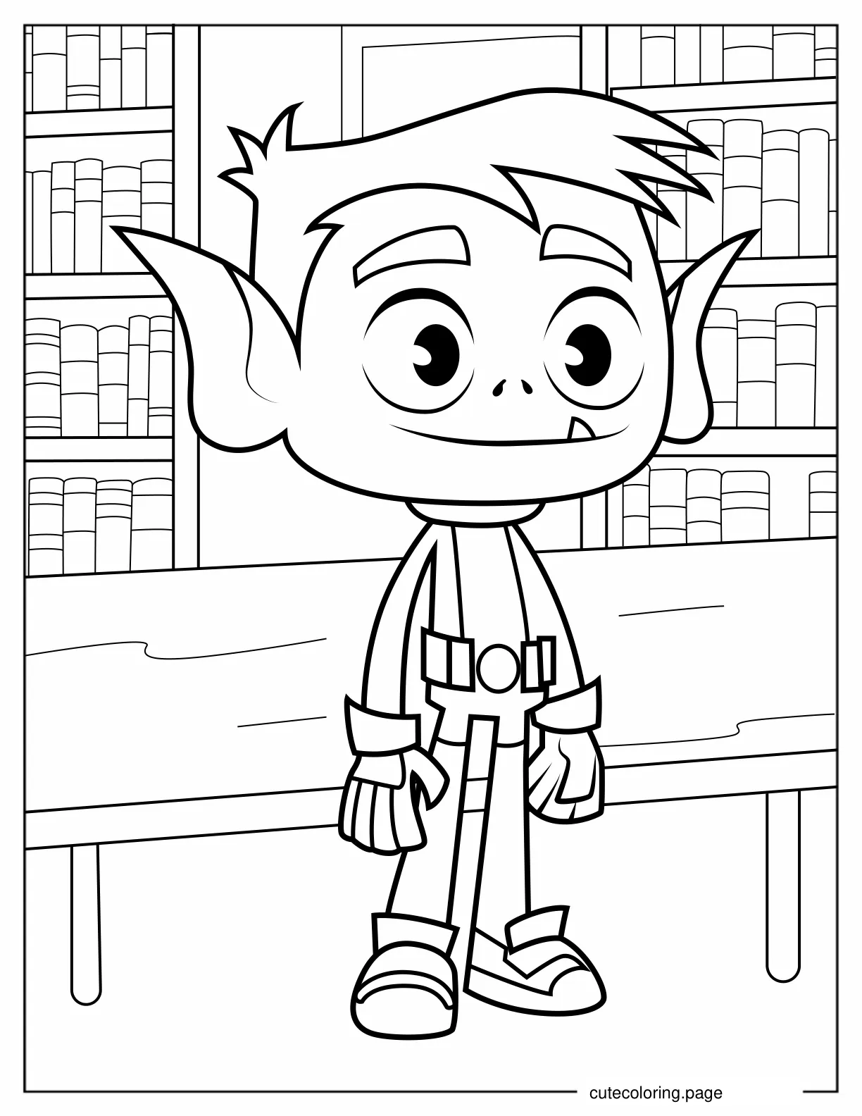 Beast Boy In Library coloring page