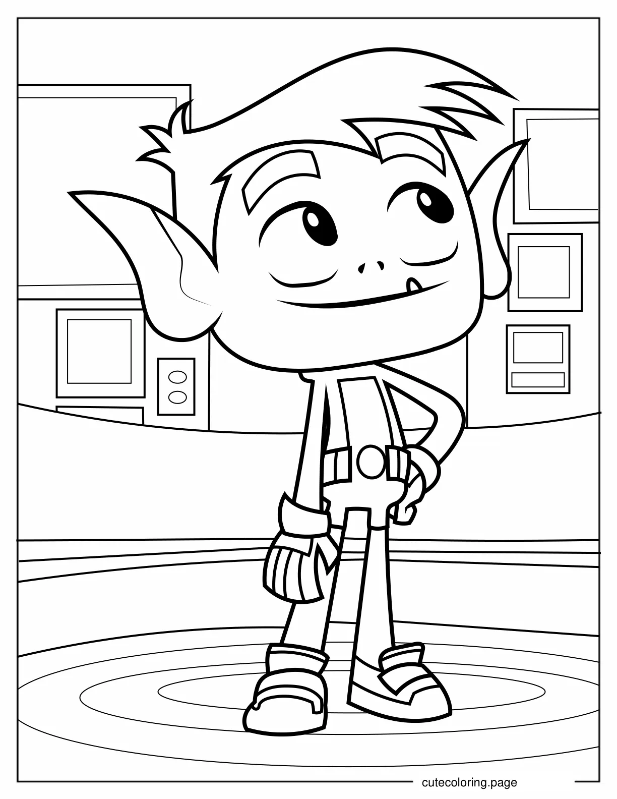 Coloring Sheet Of Beast Boy Smiling coloring page