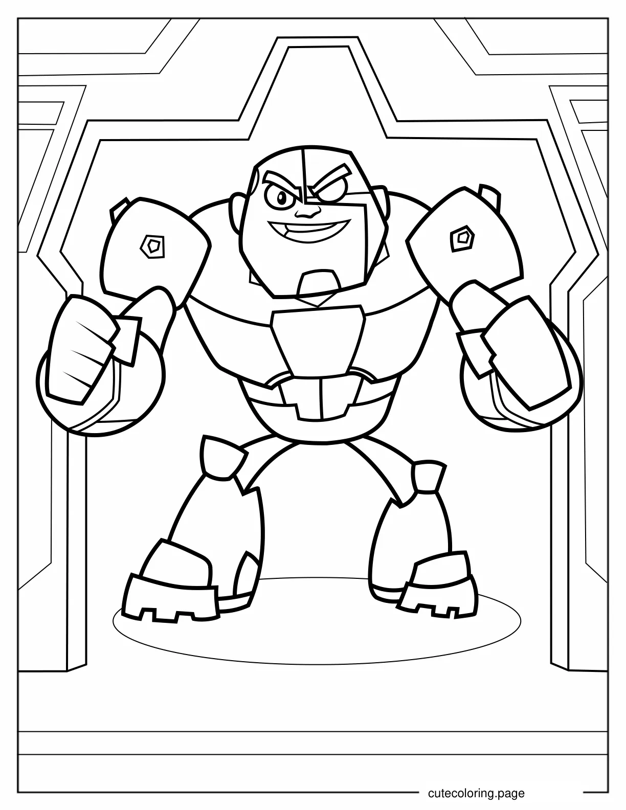 Cyborg Smirking Coloring Sheet For Kids coloring page