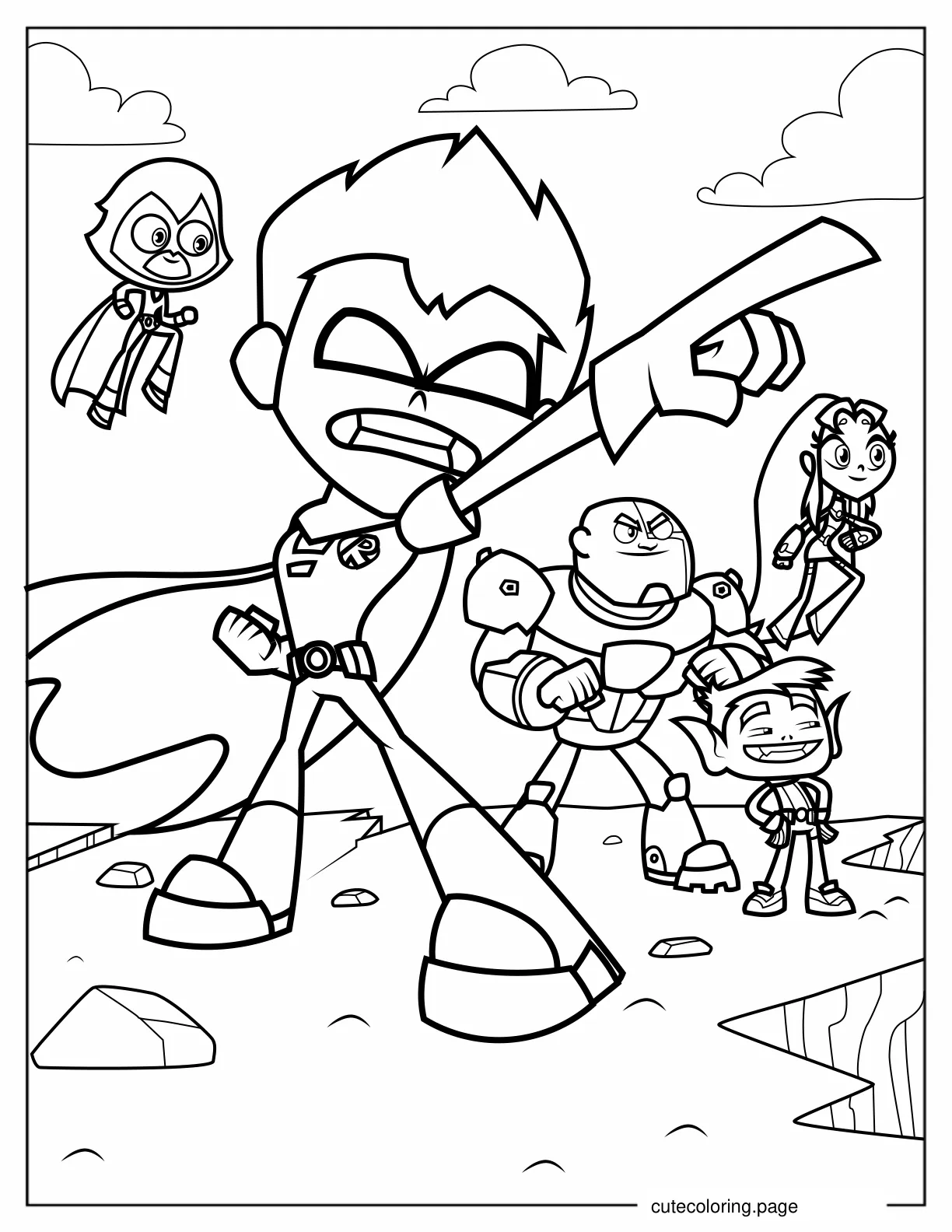 Robin And Teen Titans Ready To Fight Coloring Page coloring page