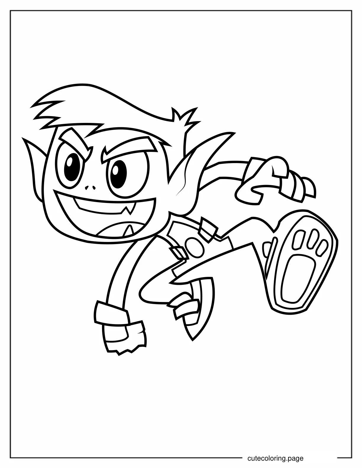 Simple Beast Boy Outline Coloring In For Kids coloring page