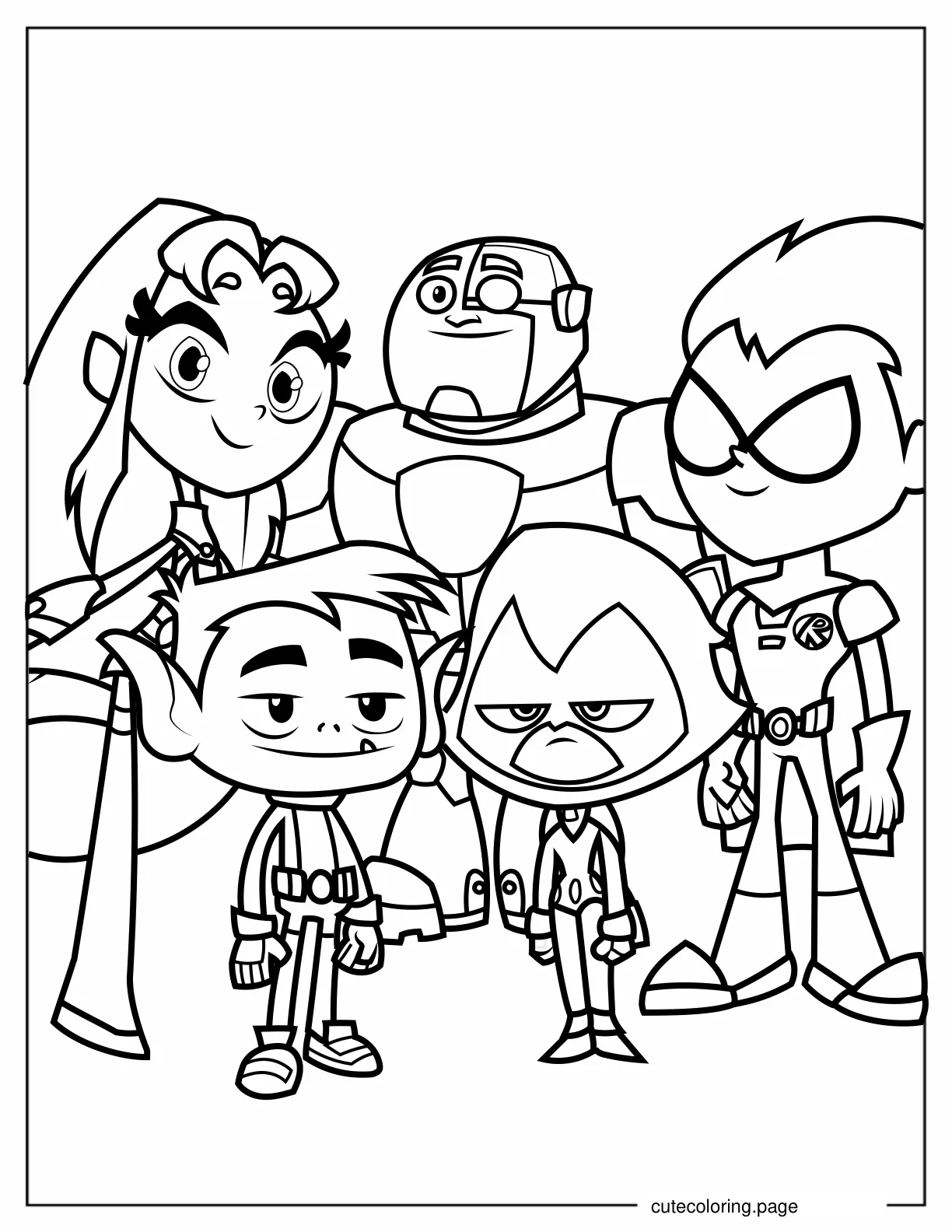 Simple Outline Of Teen Titans Go coloring page