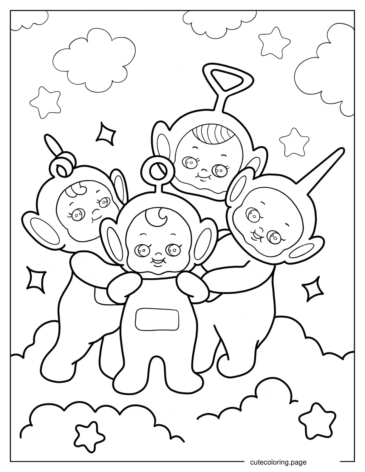 Baby Teletubbies In The Clouds Coloring Page coloring page