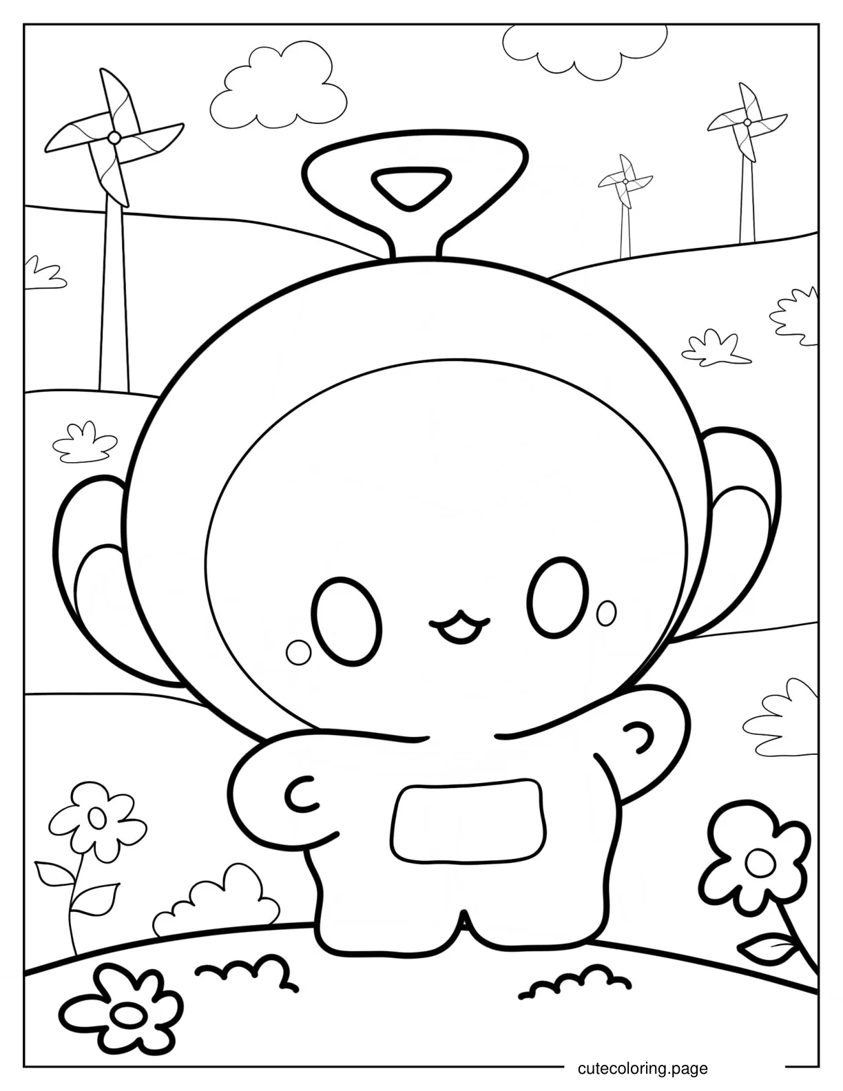 Chibi Tinky Winky With Arms Open Coloring Sheet For Preschoolers .download coloring page