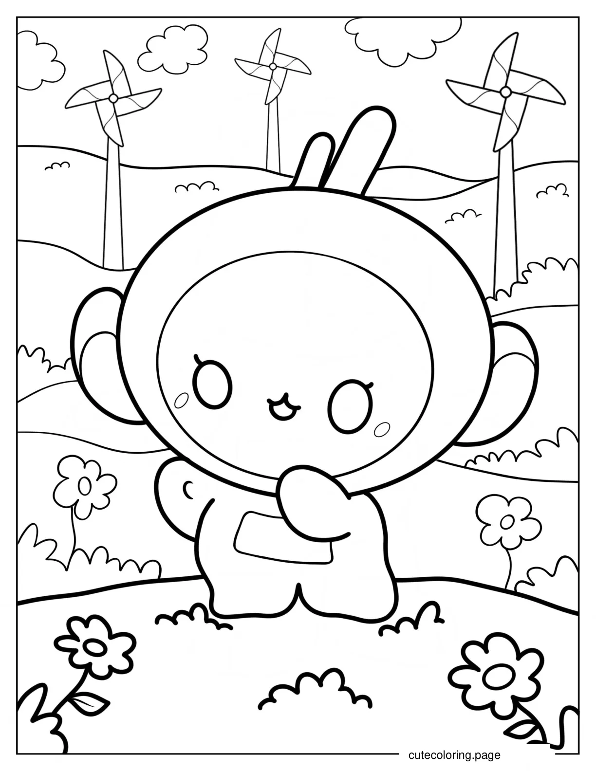 Kawaii Laa Laa Waving Coloring Page For Kids coloring page