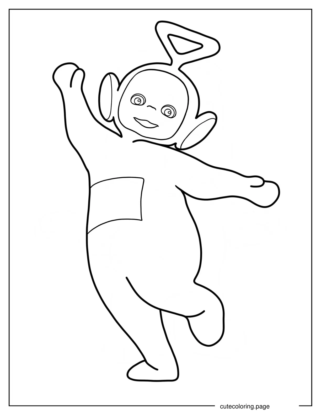 Outline Of Tinky Winky Waving coloring page