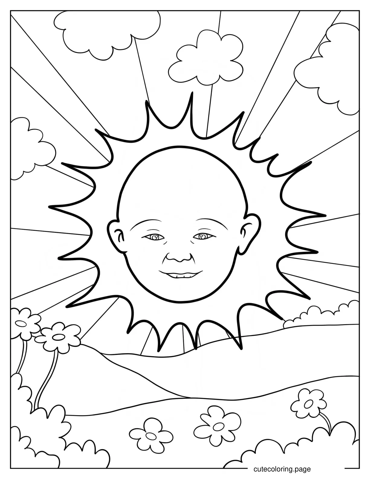 Realistic Teletubbies Sun Baby Coloring Page coloring page