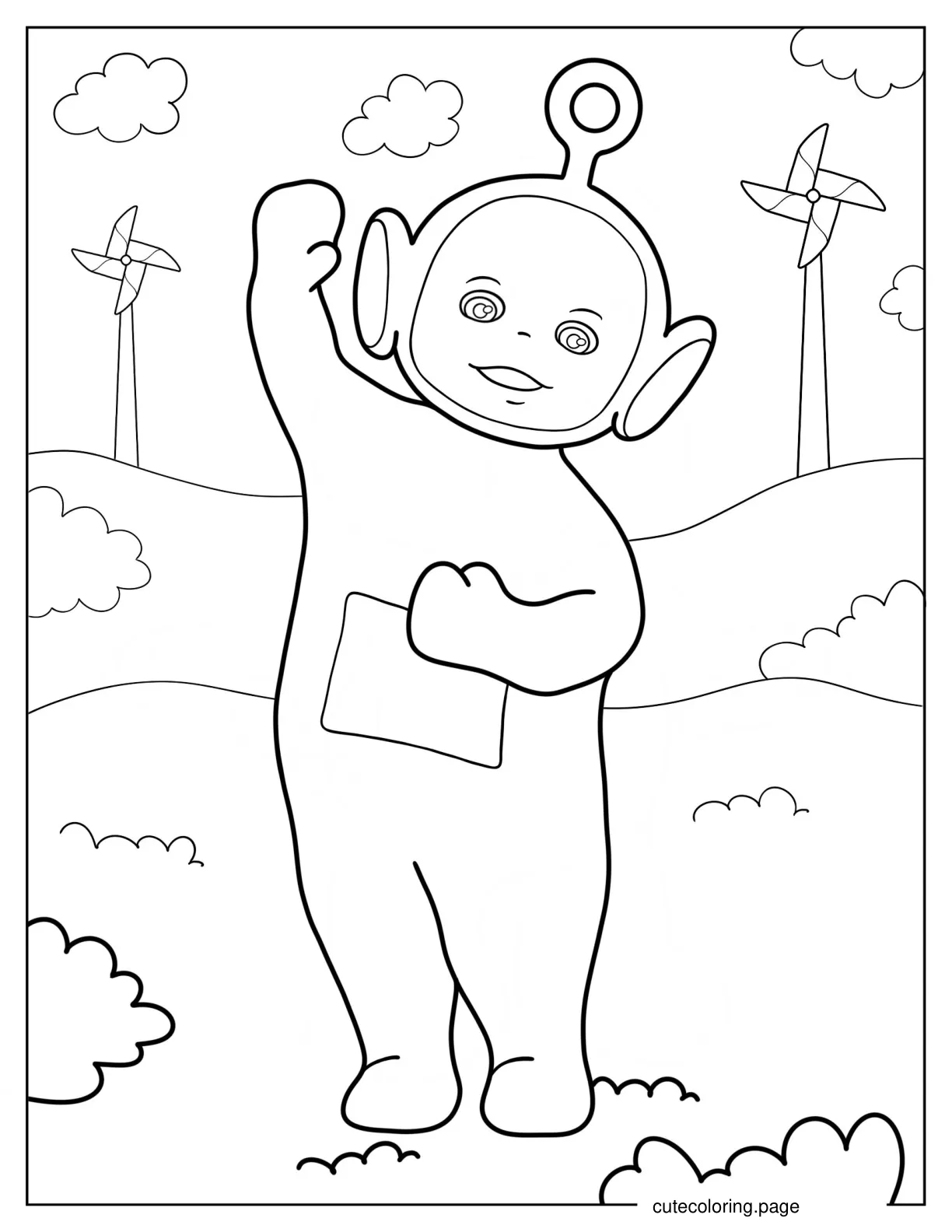 Smiling Po Waving In Forest coloring page