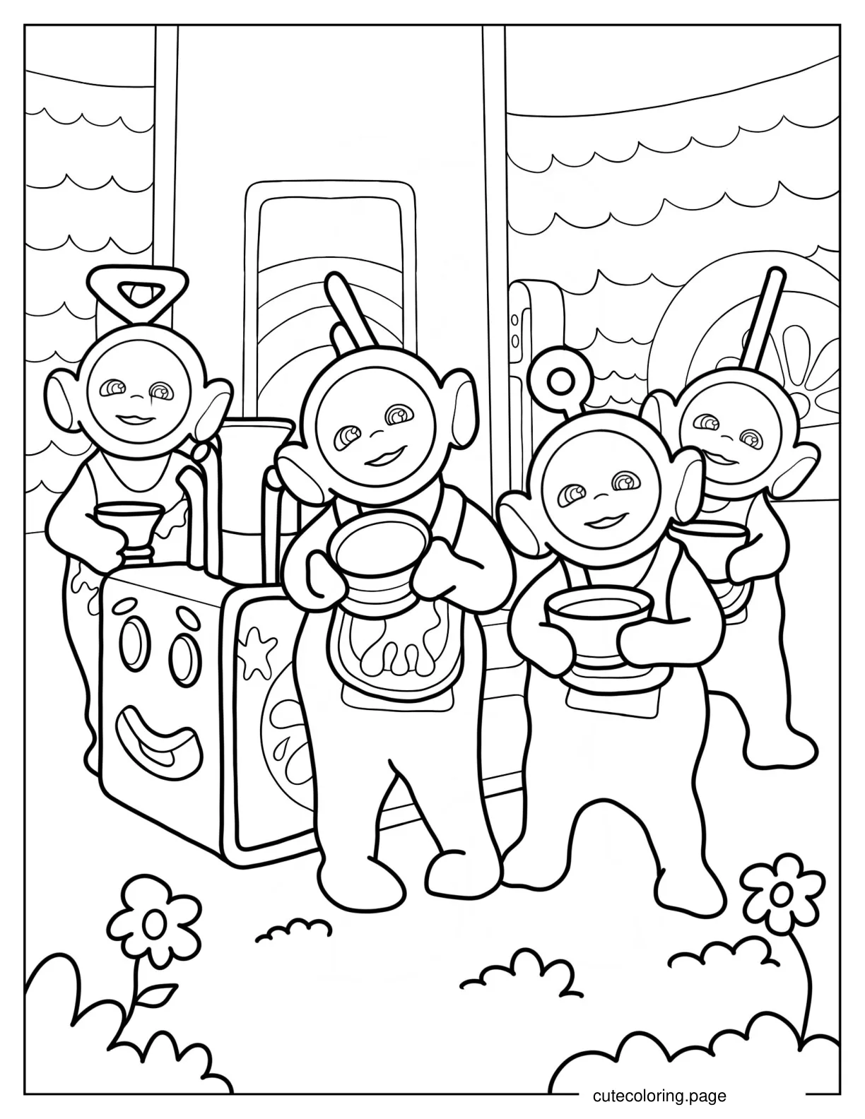 Teletubbies Baking Coloring Sheet For Kids coloring page