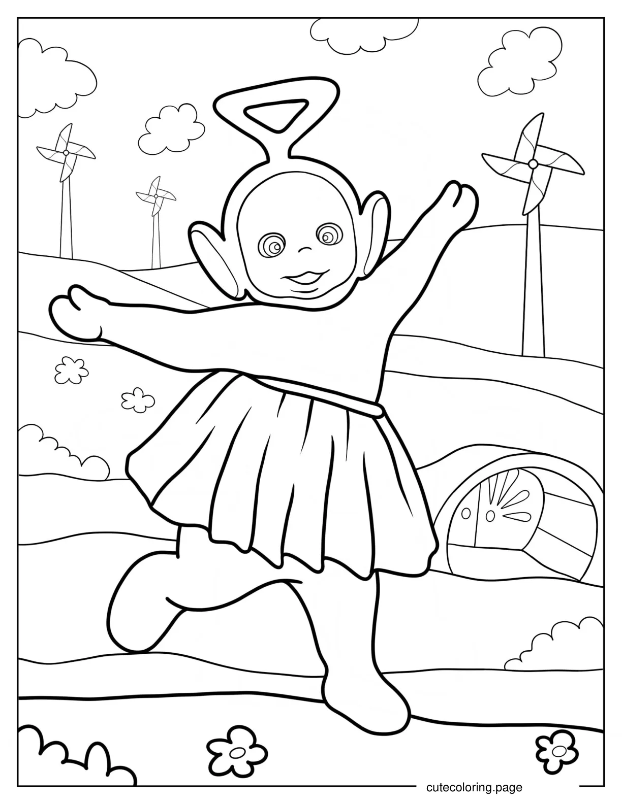 Tinky Winky Dancing In Tutu coloring page