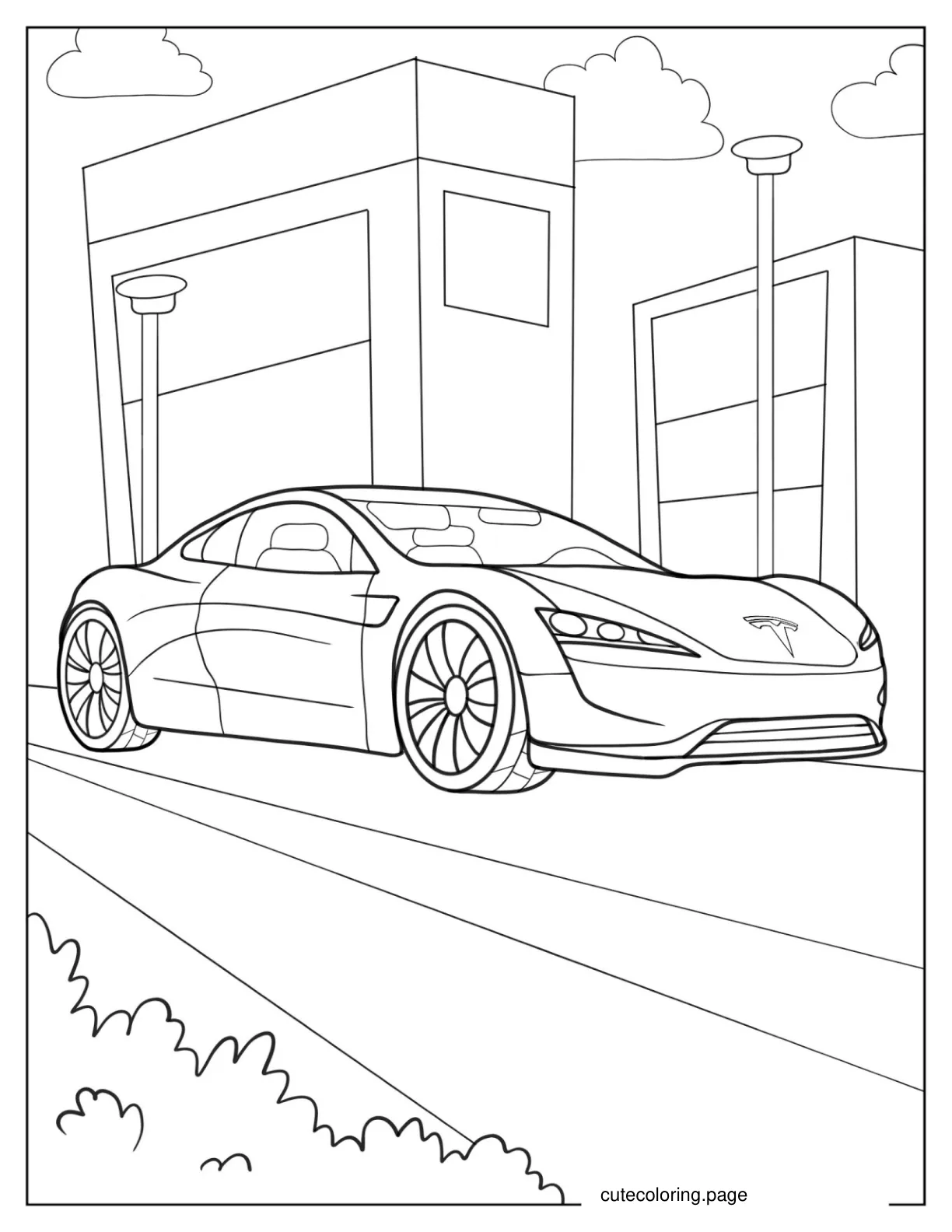 Coloring Page Of Tesla Roadster coloring page