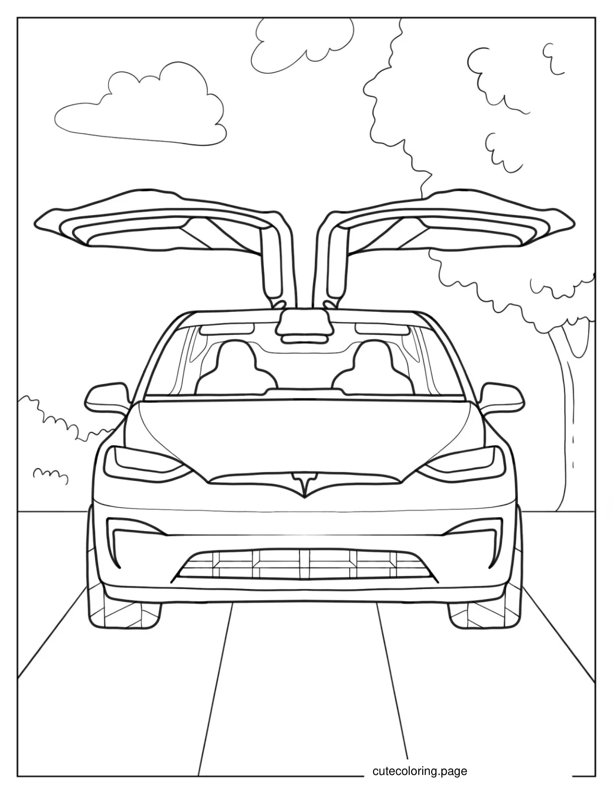 Coloring Sheet Of a Tesla Model X coloring page