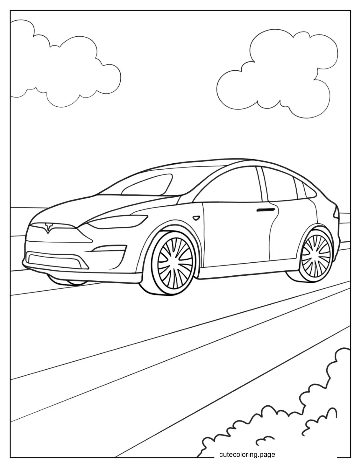 Easy Outline Of a Tesla To Color For Kids coloring page