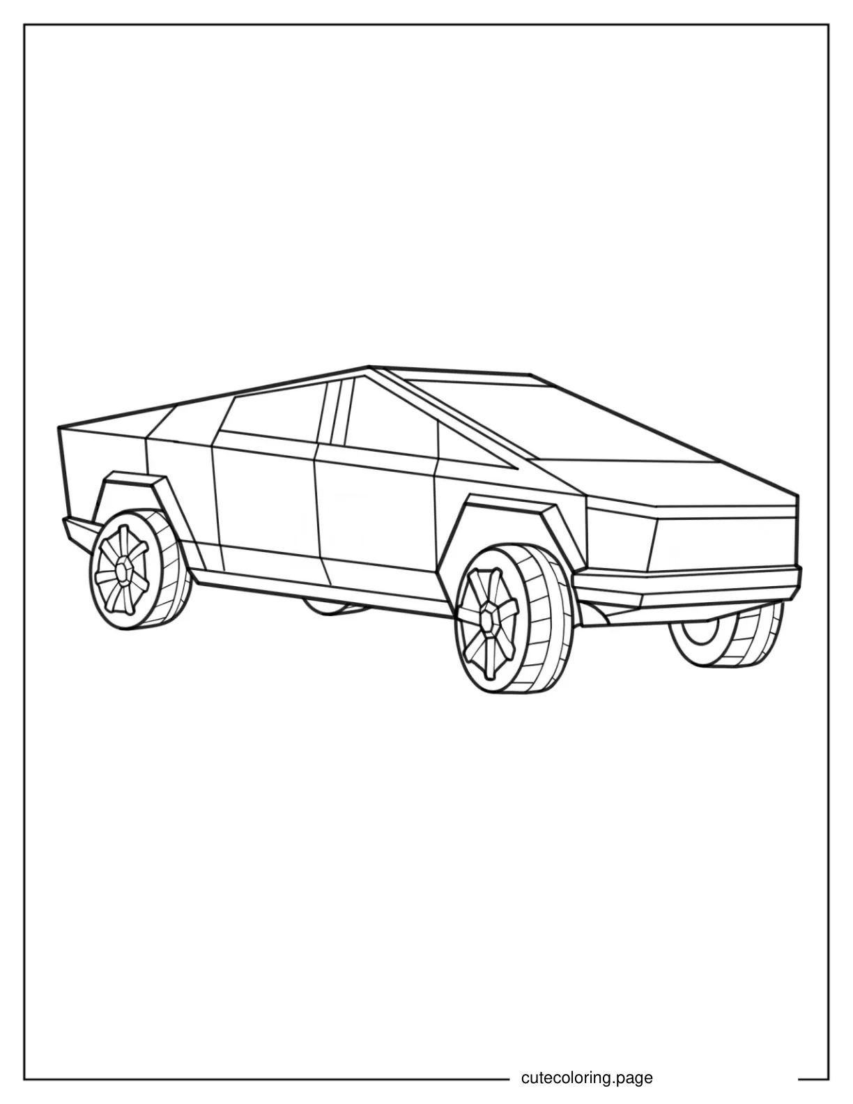 Simple To Color Tesla Cyber Truck coloring page