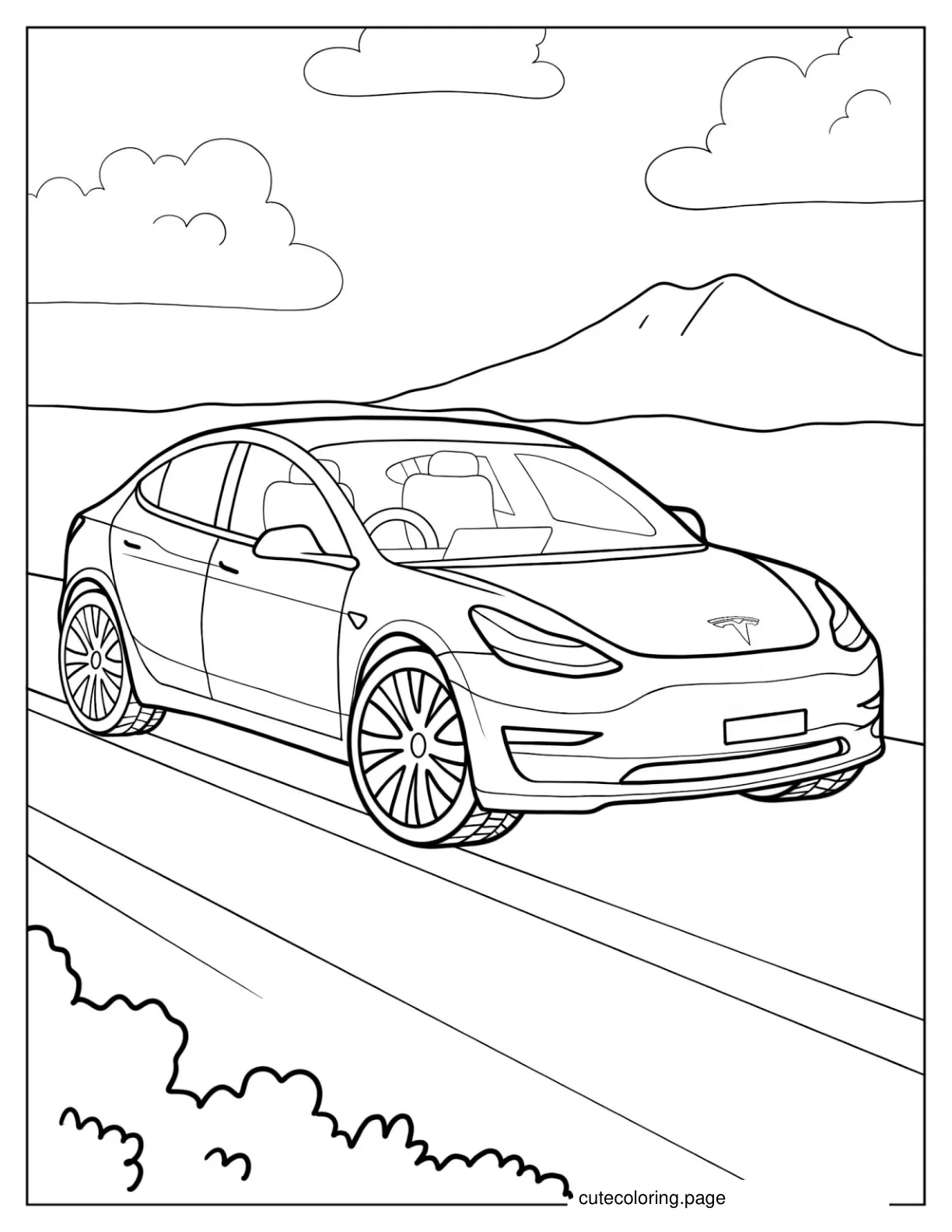 Tesla Model 3 Coloring Page coloring page