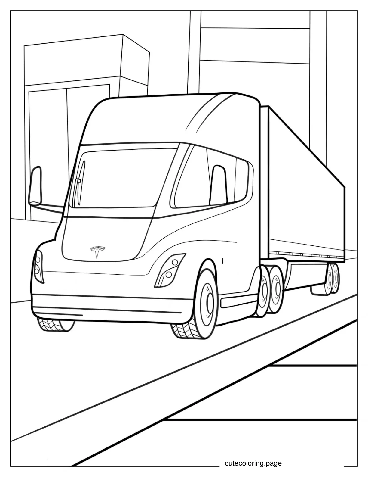 Tesla Semi Truck Coloring Page coloring page