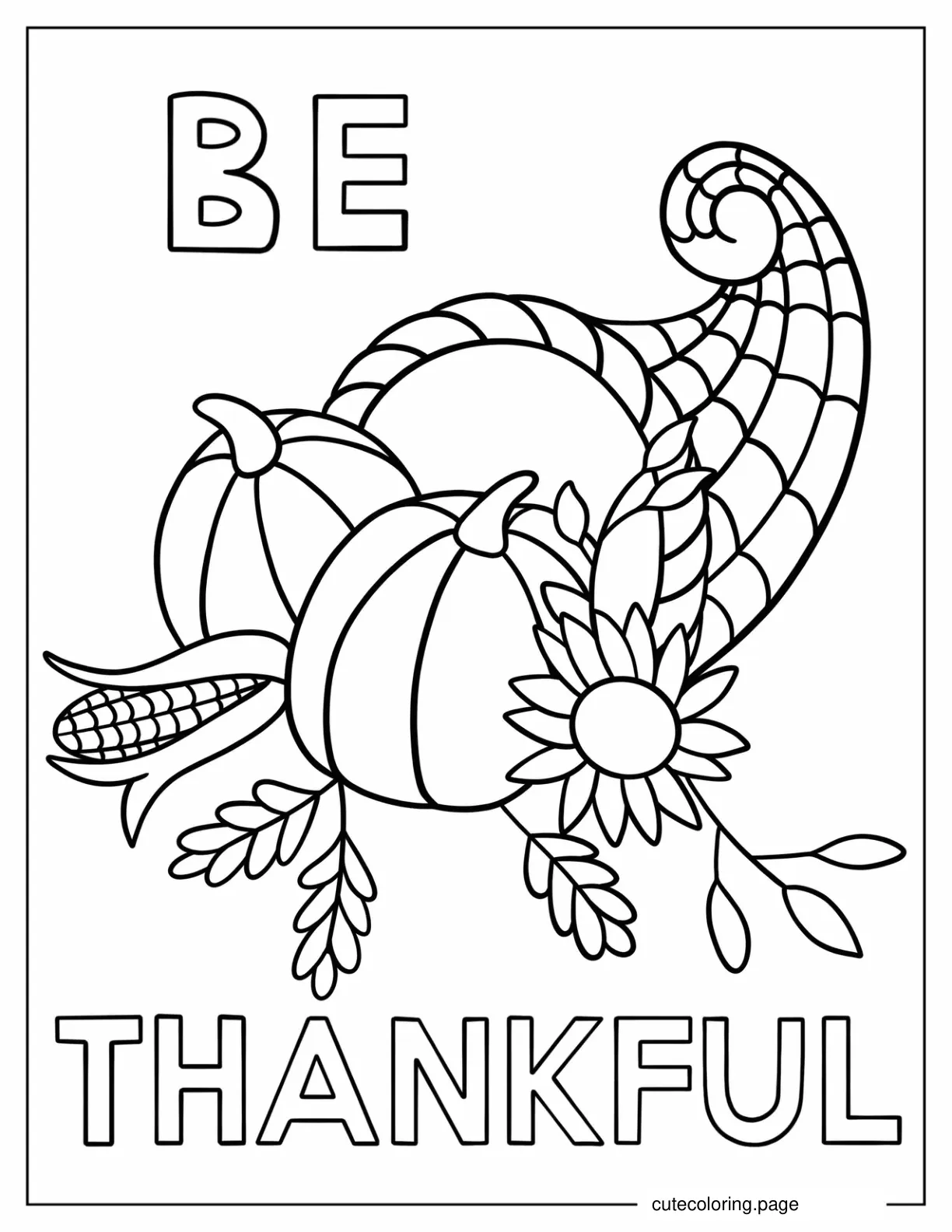 Be Thankful Coloring Page With Pumpkins coloring page