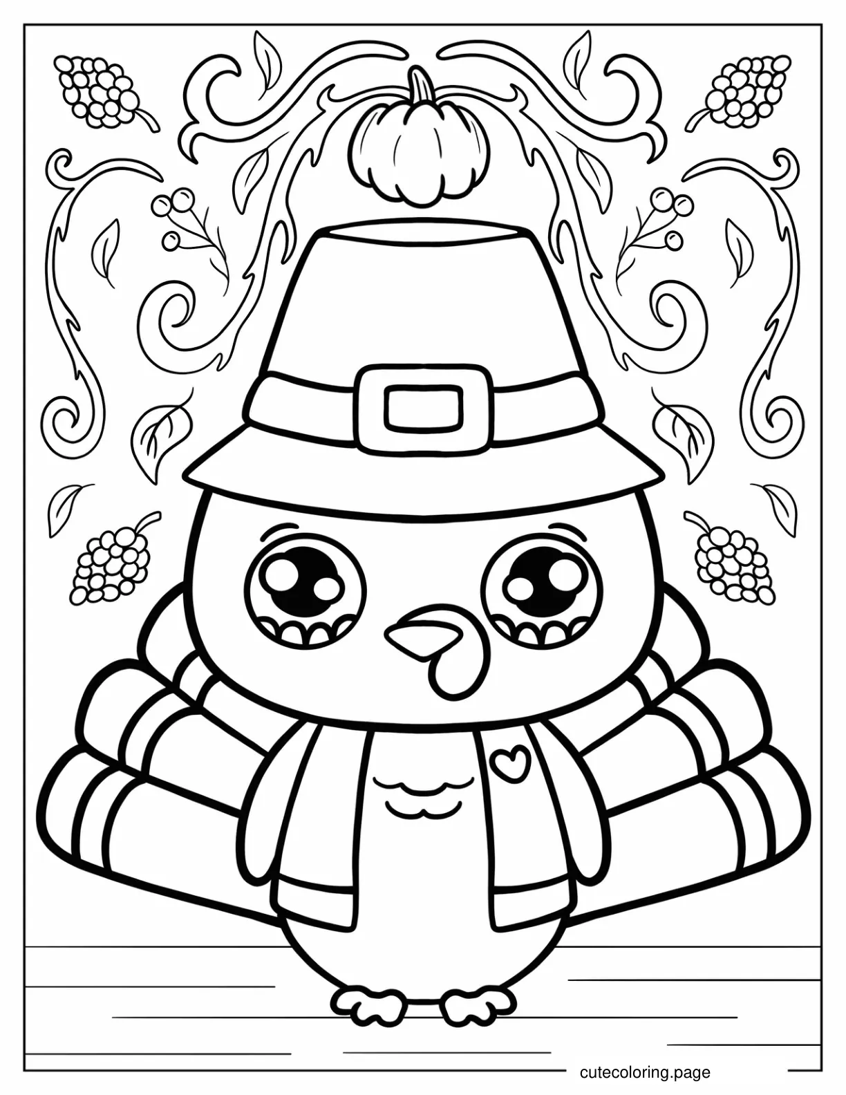 Cartoon Thanksgiving Turkey In Hat coloring page