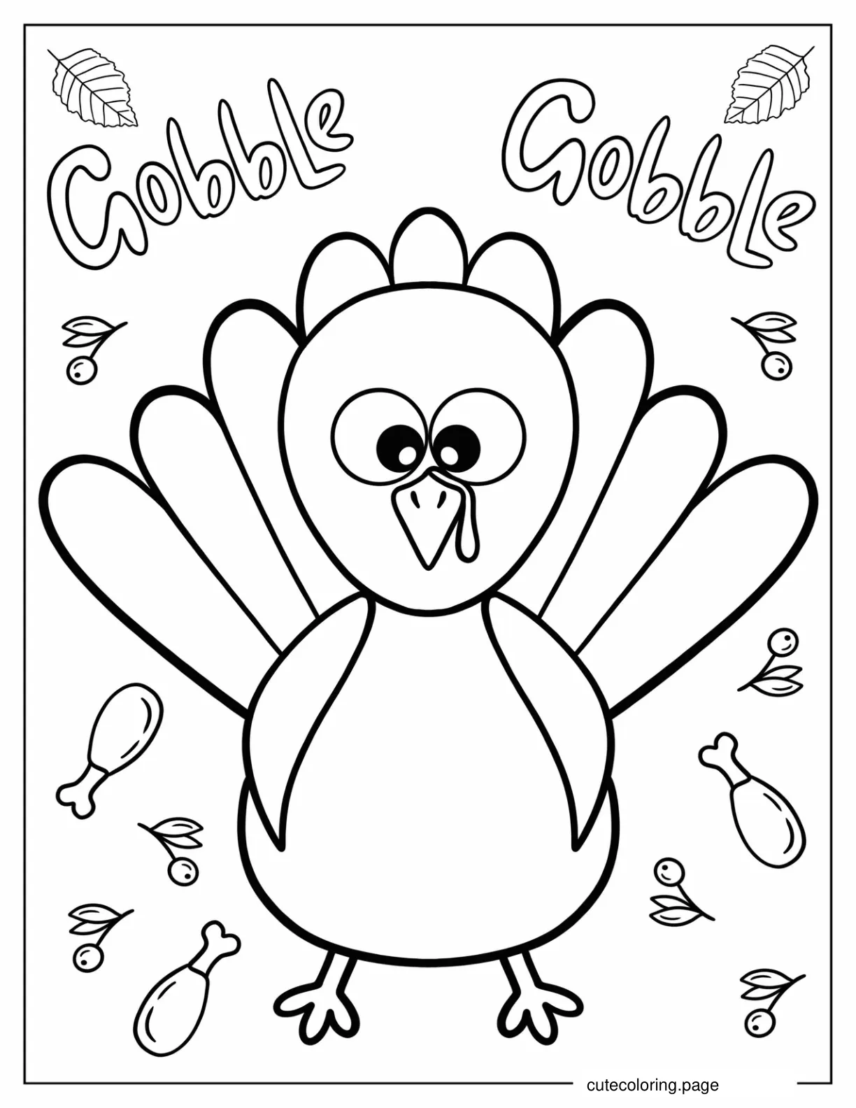 Chibi Thanksgiving Turkey Coloring In For Preschoolers coloring page