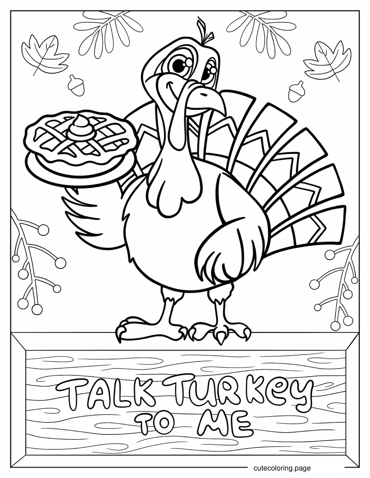 Coloring Page Of Thanksgiving Turkey With Pumpkin Pie coloring page