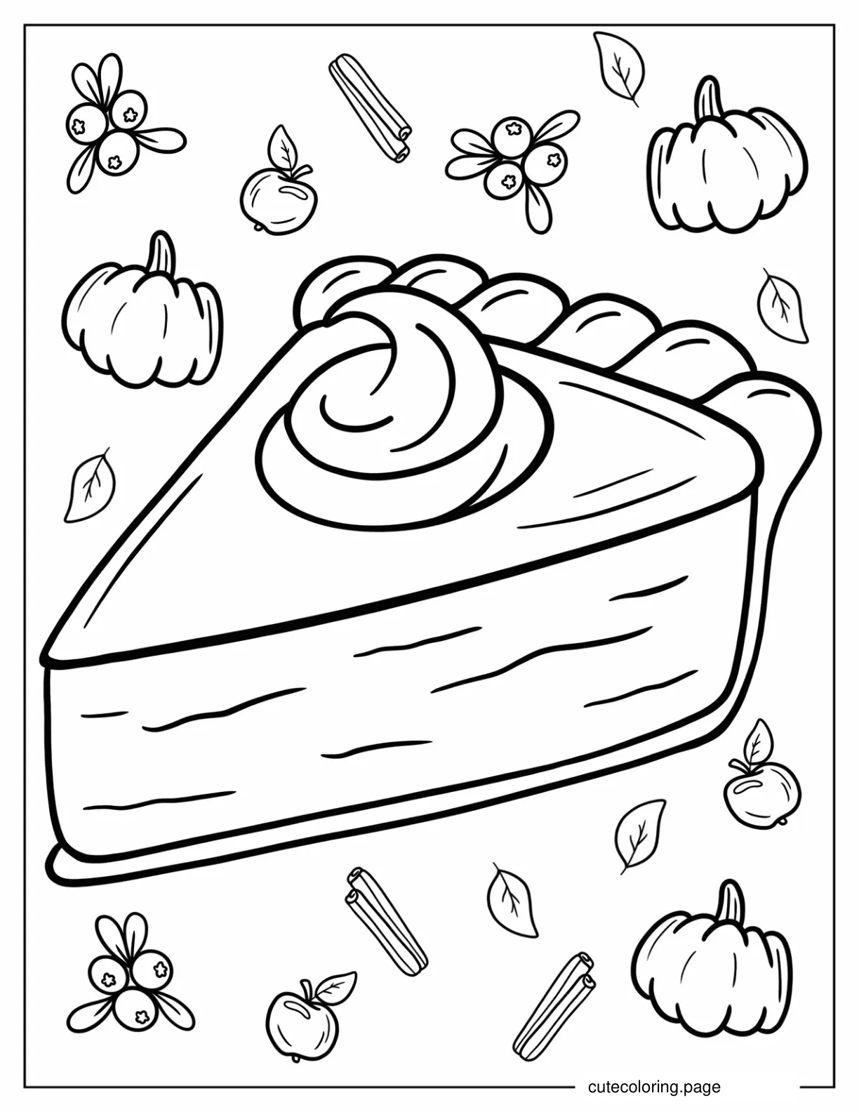 Detailed Outline Of Pumpkin Pie Slice Coloring Sheet coloring page