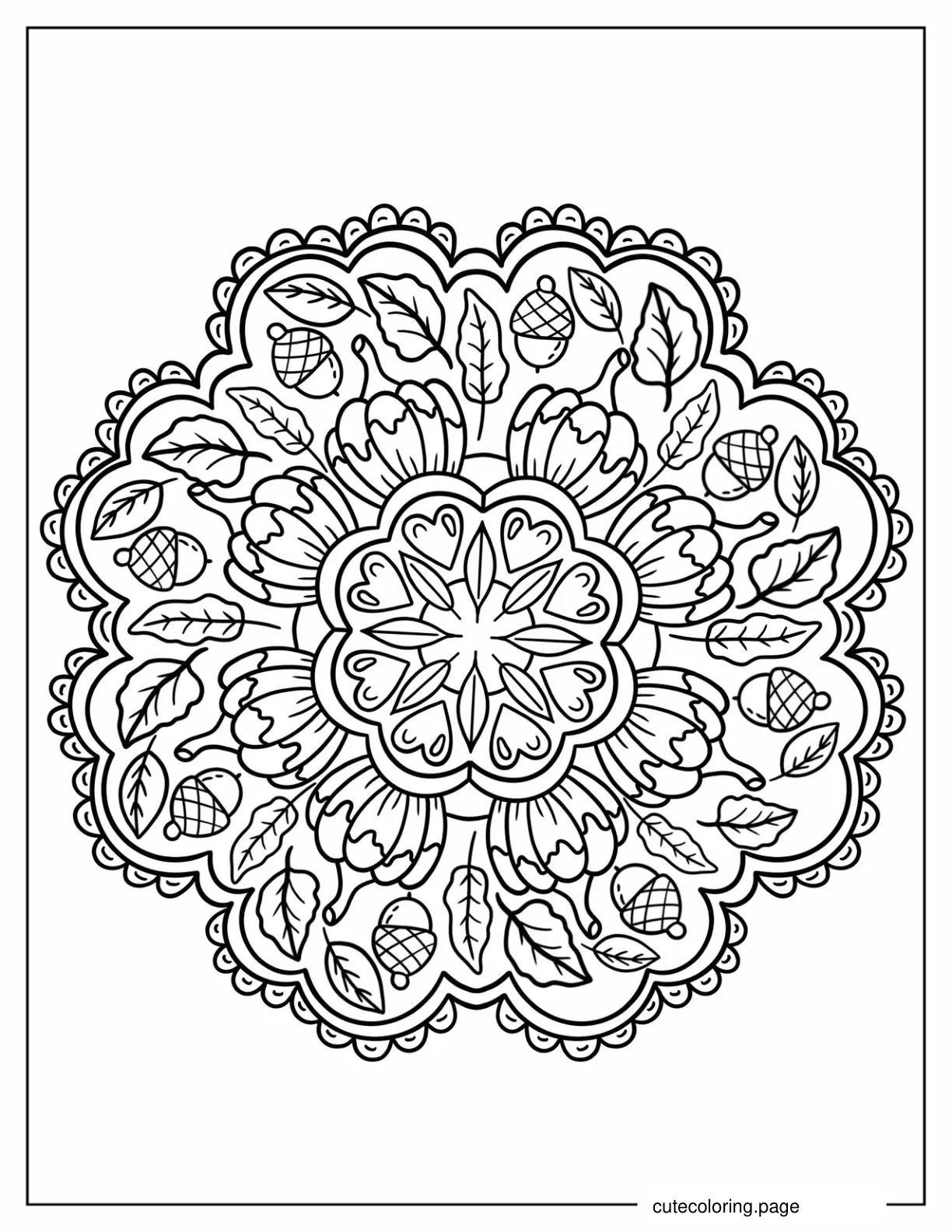 Easy Thanksgiving Mandala Coloring In For Kids coloring page