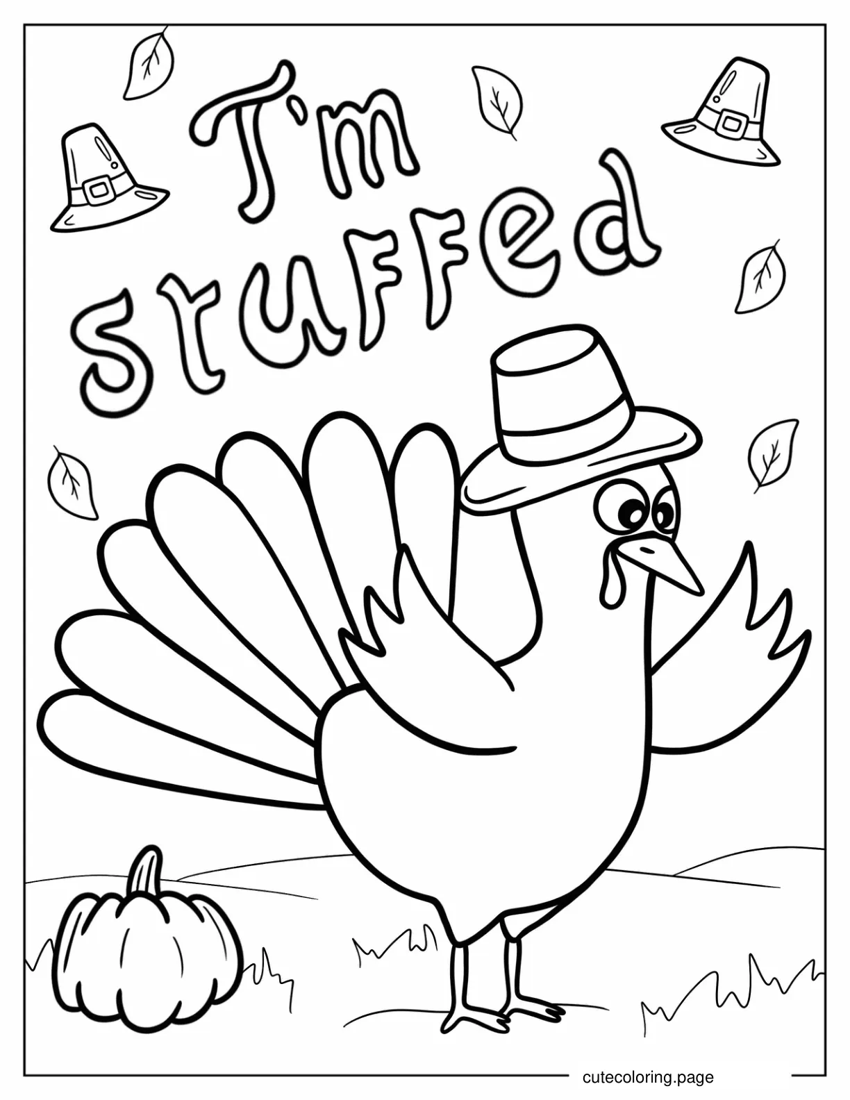 Easy Thanksgiving Turkey Outline Coloring In For Kids coloring page