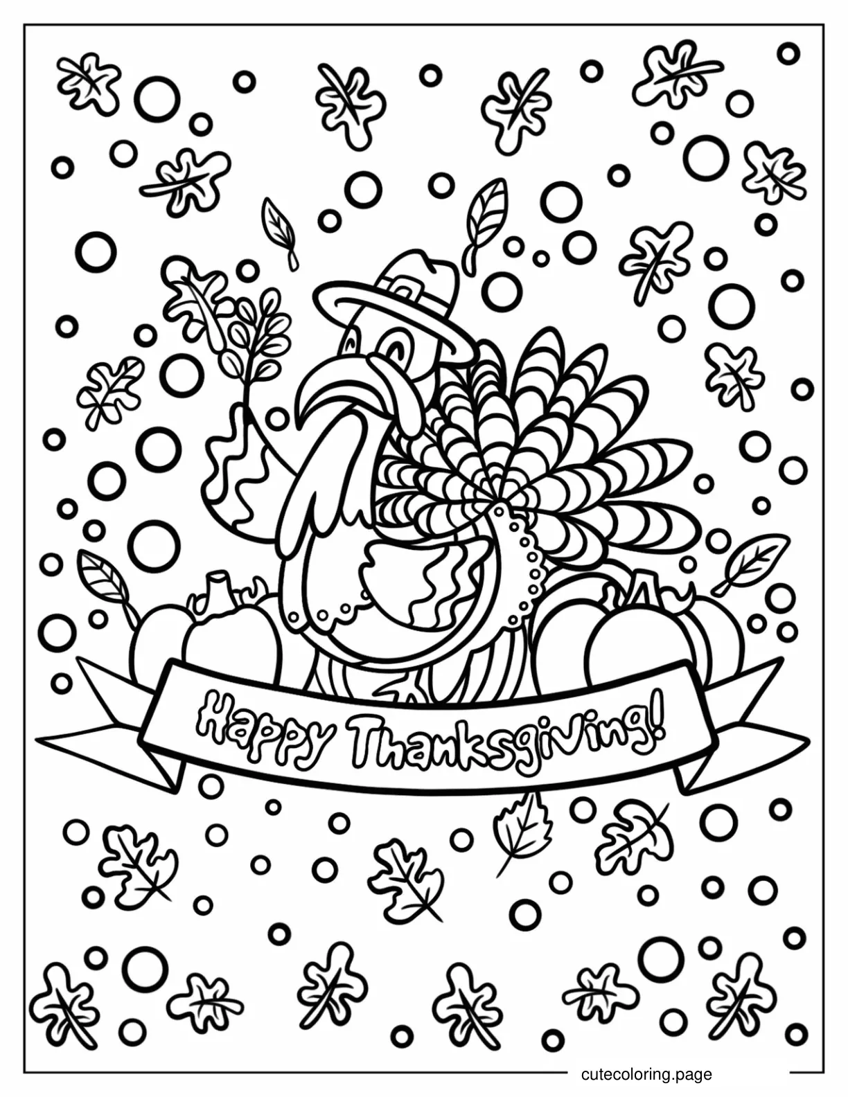 Festive Thanksgiving Turkey Coloring Sheet coloring page