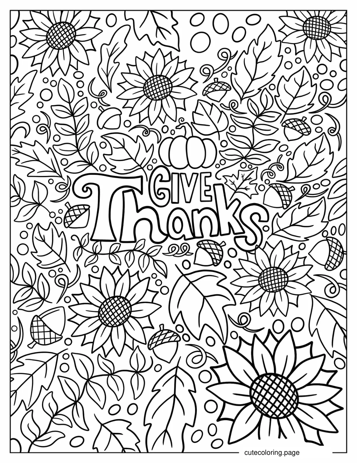 Give Thanks With Fall Elements Coloring Sheet coloring page