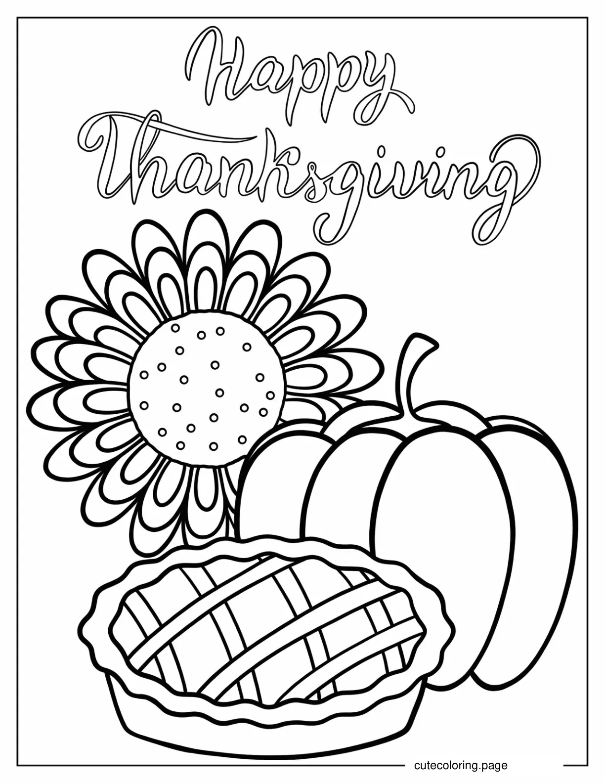 Happy Thanksgiving Pumpkin Pie Coloring Sheet coloring page