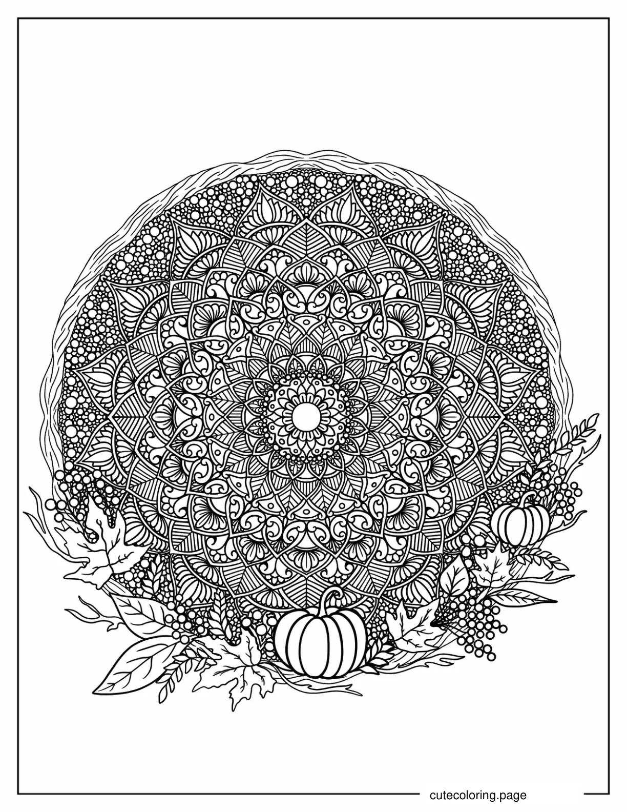 Intricate Thanksgiving Mandala coloring page