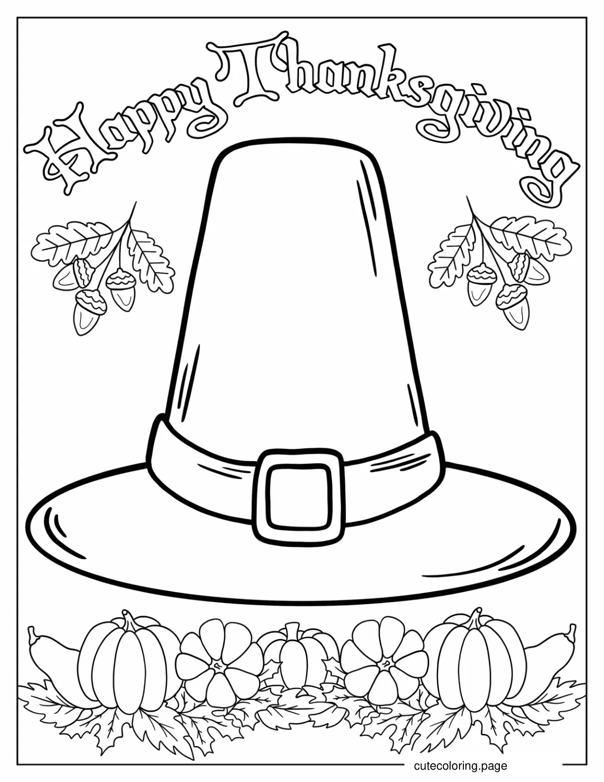 Large Thanksgiving Hat With Greeting coloring page