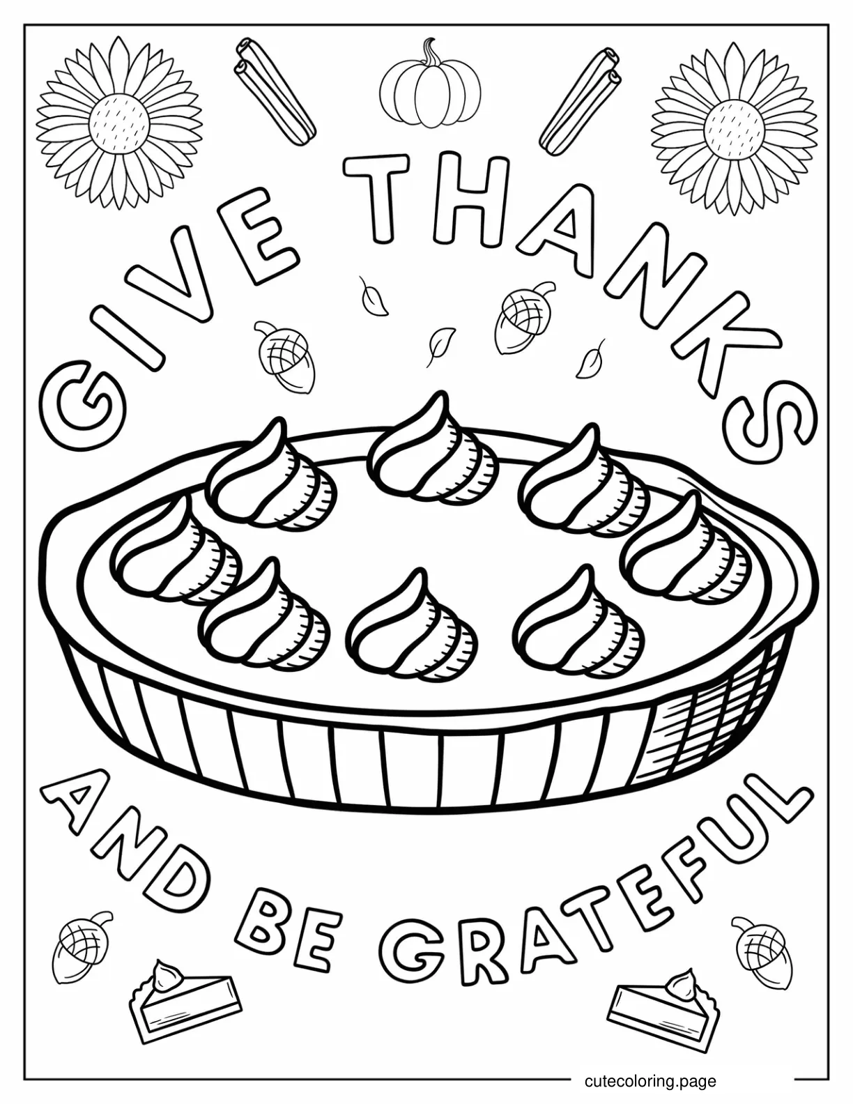 Outline Of Thanksgiving Pie Coloring Page coloring page