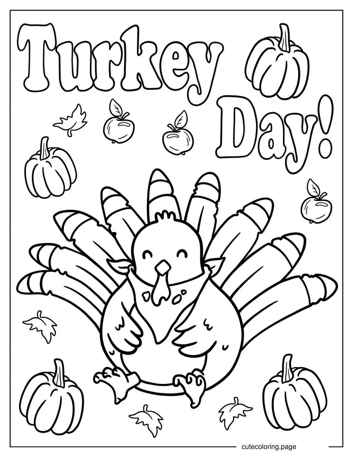 Stuffed Thanksgiving Turkey With Bib Coloring Page coloring page