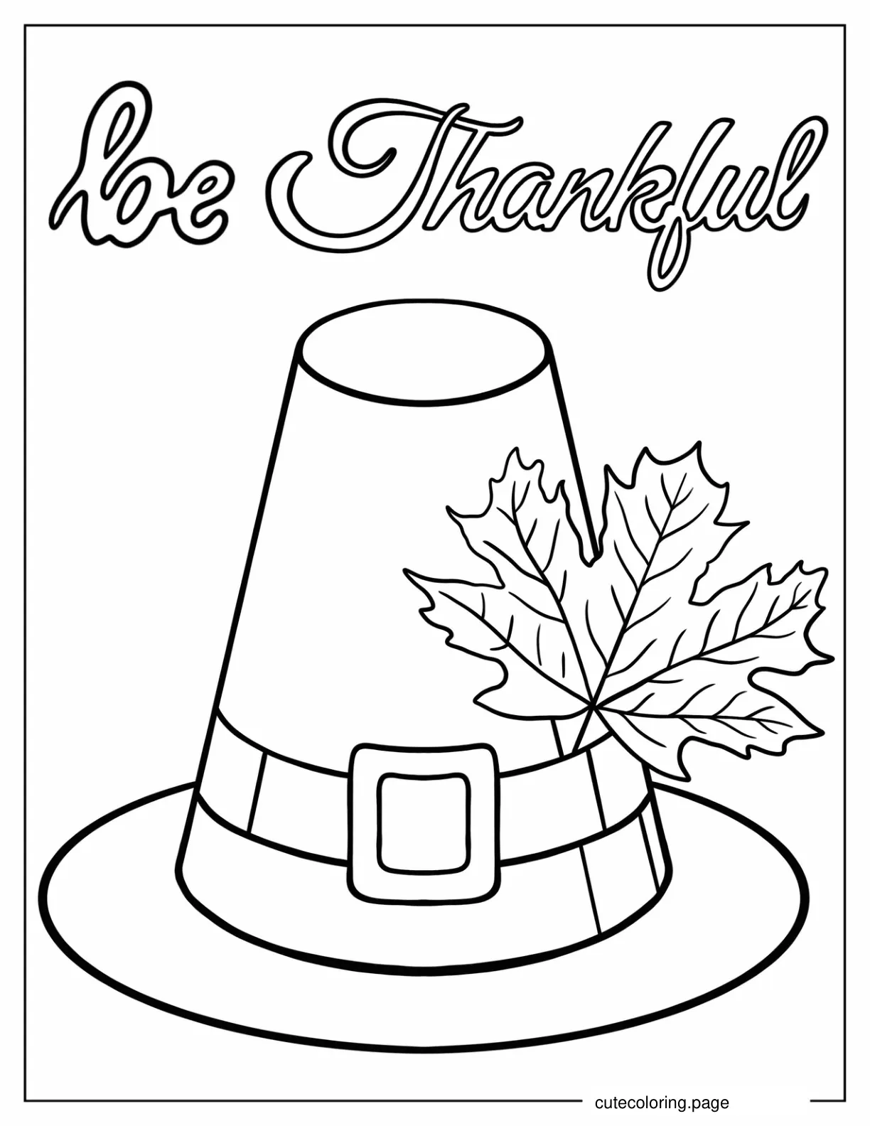 Thanksgiving Hat With Autumn Leaf Coloring In coloring page